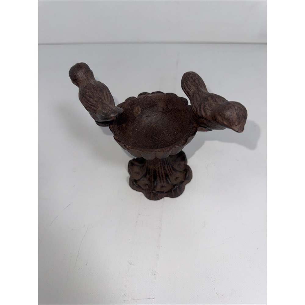 Cast Iron Bird Bath Feeder Trinket Dish Ring Holder Statue Figurine Vintage 4" T - Picture 4 of 8